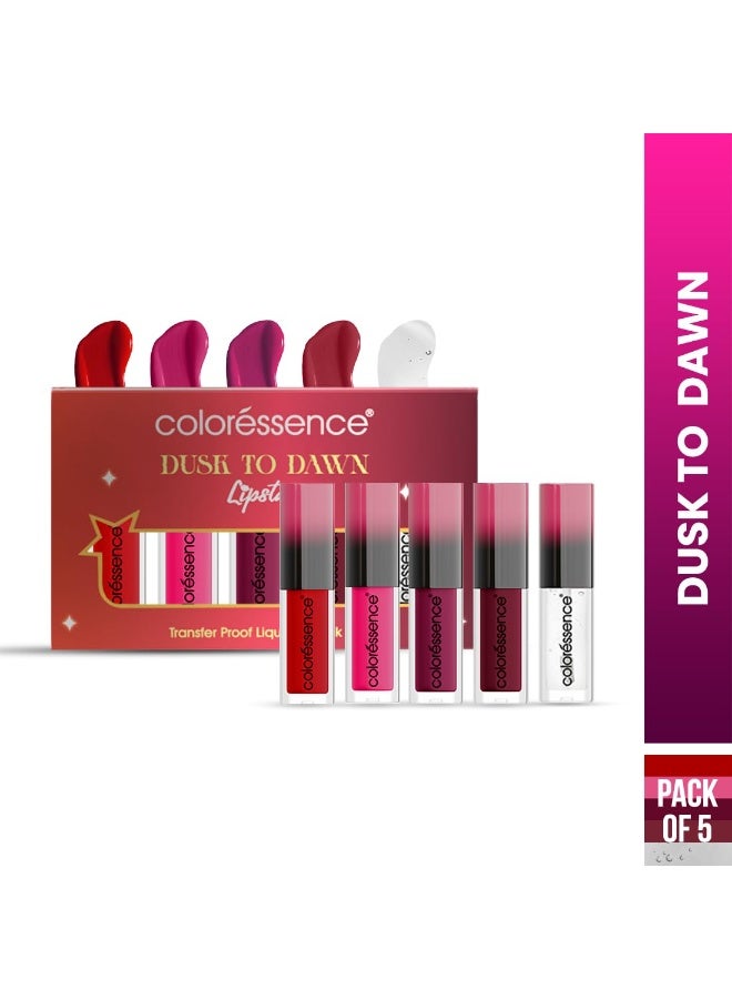 Coloressence Lipstay Dusk to Dawn Liquid Lipstick Kit | Transfer Proof, Matte, Waterproof | Long-Lasting Smudge-Proof Lip Color | Set of 5 Shades - Image 2